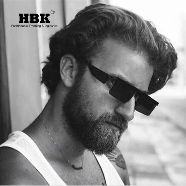 

hbk 2018 small rimless square sunglasses sunglasses for women's fashion metal frame clear lens transparent men unisex, White;black