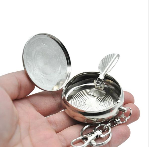 Cabine da estrela fornecimento direto mini metal portátil pequeno cinzeiro circular cinzeiro ambiental com chave fivela