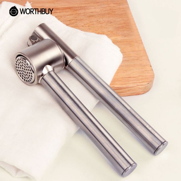 

новый дизайн из нержавеющей стали 304 чеснок пресс slicer кухонные принадлежности утолщенные ручкой чеснок дробилка фрукты растительное инст