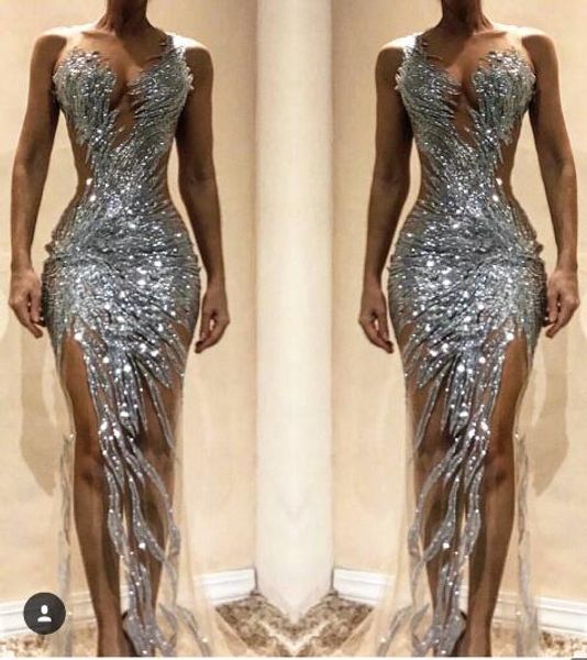 

evening dress printed long dress dazzing v-neck split side beaded dazzling embrio ruffle scoop sheath zuhair murad kim kardashianopeb, Red