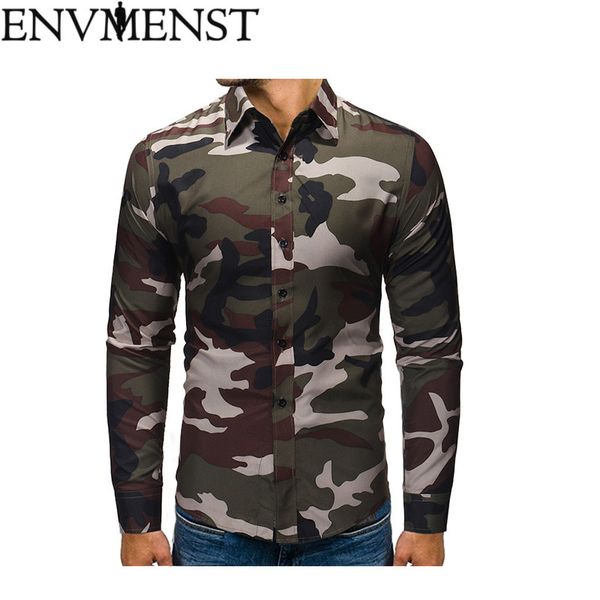 

men shirt 2017 male long sleeve print shirts camouflage slim fit shirts men clothing soft comfortable, White;black