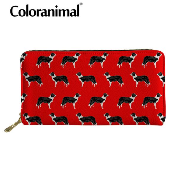 Acheter Coloranimal Célèbre 3d Chien Border Collie Imprimer Femmes Longs Portefeuilles Carte Ordre Multifonction De Poche Pochette Pour Homme Pièce