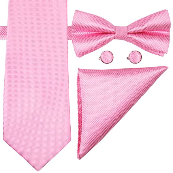 

hi-tie fashion mens tie pink solid silk woven bowtie with handkerchief cufflinks for mens wedding dress fashion suit lh-0716 d-1490, Black;blue