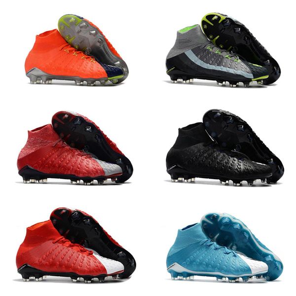 

soccer cleats hypervenom phantom iii ea sports fg soccer shoes soft ground football boots mens rising fast pack neymar boots new 39-45, White;red
