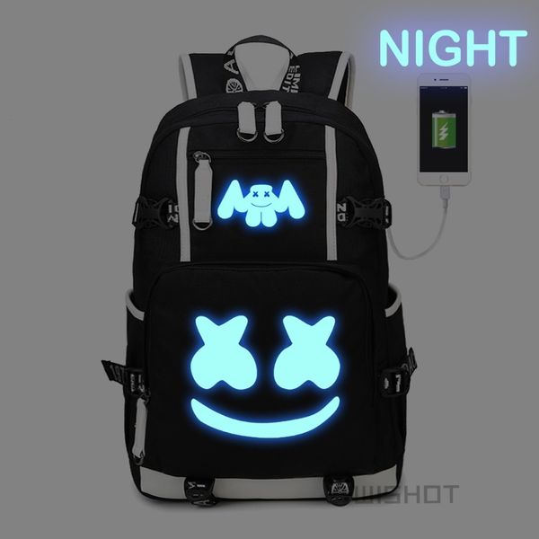 

wismarshmello backpack multifunction usb charging backpa for teenagers men women's student school bags travel luminous bag