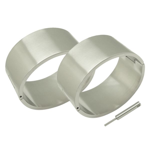 

brushed stainless steel wrist cuffs lockable bracelet fashion bangles, Black