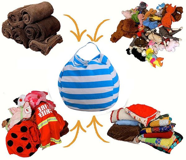 

24 inch stuffed animal storage bean bag chair 61cm portable kids toy organizer play mat clothes home organizers wn363