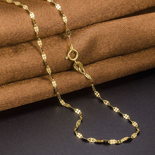 

штраф au750 реальный 18k желтое золото цепи женщин клевер ссылка ожерелье 16 дюймов, Silver