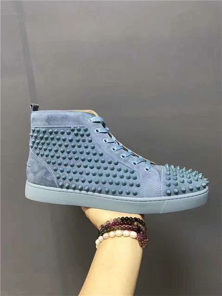 

Mutil шипы Привет топ шипованных Шипы случайные квартиры Красное дно роскошные туфли новые для мужчин и женщин партии дизайнер кроссовки любителей Повседневная обувь C2