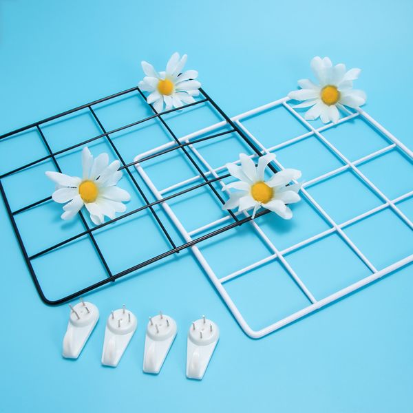 

1pcs black white diy iron storage pictures metal mesh frame ps rack nordic style home bedroom decoration wall decor