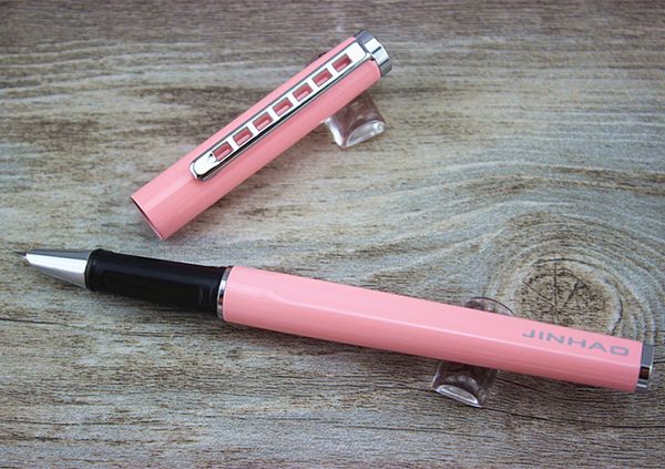 

jinhao 699 luxury senior extra fine metal pink fountain pen with 0.38mm nib for gift ink pens