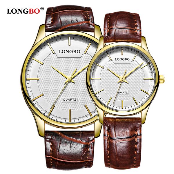 

longbo 2017 new fashion couple watch luxury leather men women watches casual waterproof lover's quartz wristwatch gifts 80301, Slivery;brown
