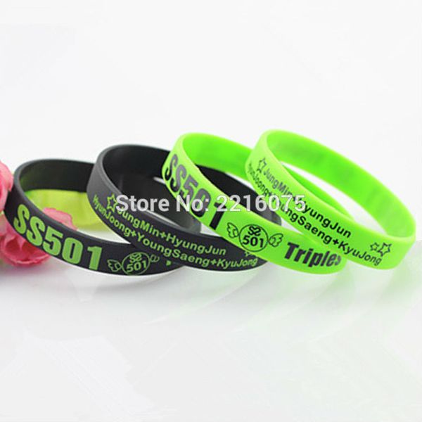 

300pcs silkscreen printed k- ss501 wristband silicone bracelets by dhl express, White