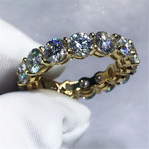 3 cores amantes infinito banda anel de prata esterlina 925 anéis de noivado de casamento para as mulheres homens 4mm cz cristal bijoux