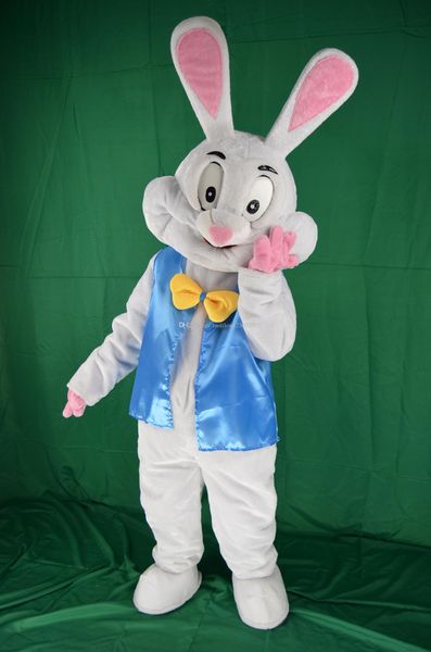 2018 Sconto vendita in fabbrica Costume della mascotte del coniglietto di Pasqua vestito operato animali divertenti insetti coniglietto mascotte costume della mascotte del coniglio di dimensioni adulte