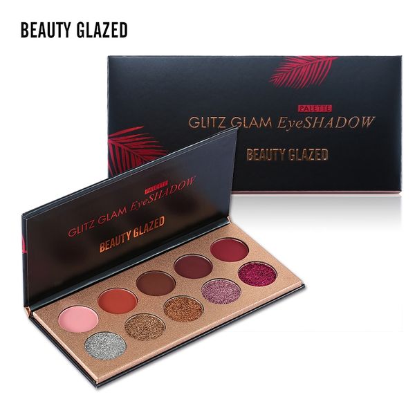 

drop 6 pcs/lot beauty glazed matte nude eye shadow palette waterproof shimmer glitter 10 color beauty glazed brown eyeshadow cosmetics