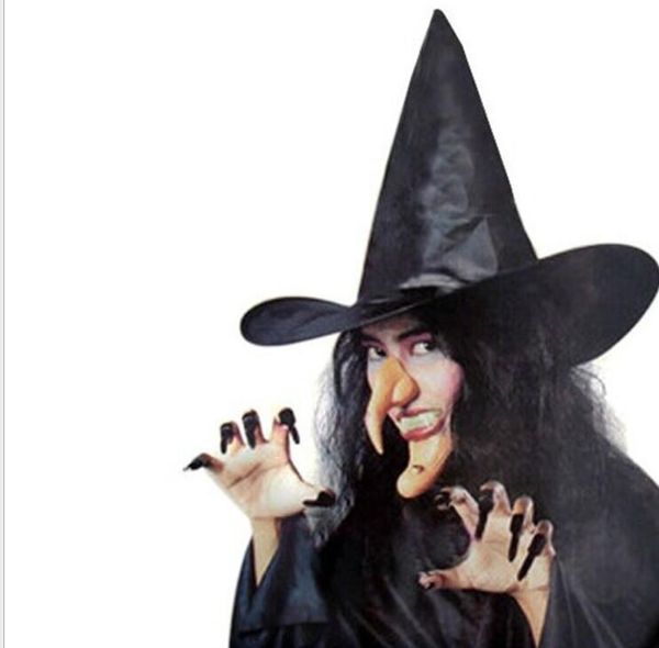 Modische schwarze Halloween-Hüte aus Oxford-Stoff, magische Hexe, spitzer Hut, perfekte Halloween-Dekoration für Erwachsene und Kinder, Partykostüme