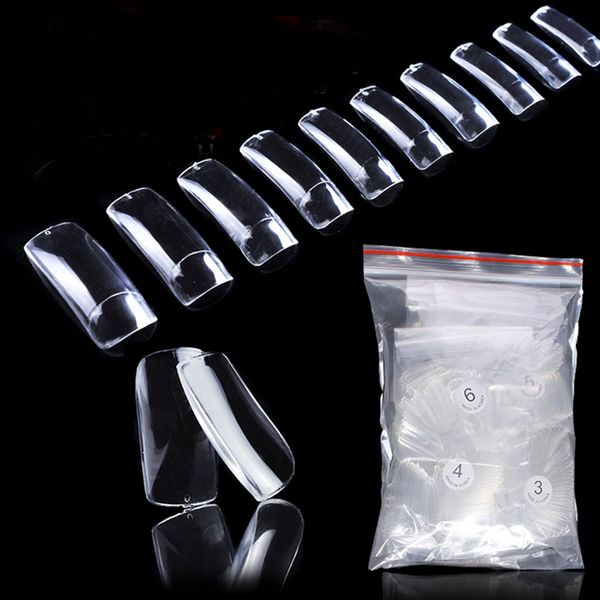 

a bag (500pcs) dual nail art system form uv gel acrylic false tips salon clear transparent nail art tips false stick practice, Red;gold