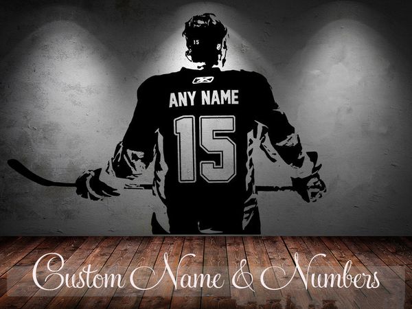 

hockey player wall art decal sticker choose name number personalized home decor wall stickers for kids room vinilos paredes d645