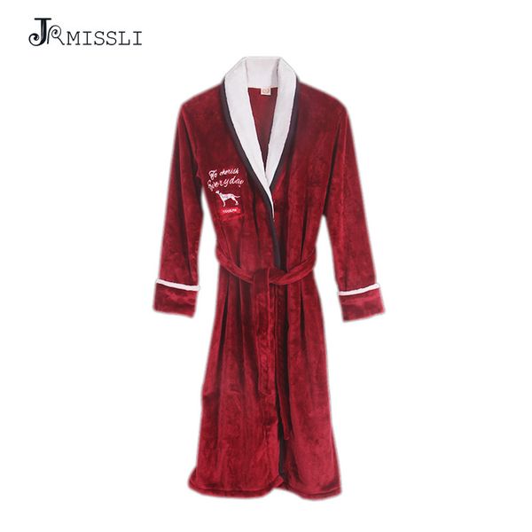 

jrmissli winter bathrobe pajamas bath flannel warm robe sleepwear womens robes coral velvet cartoon lovely nightgowns homewear, Black;red