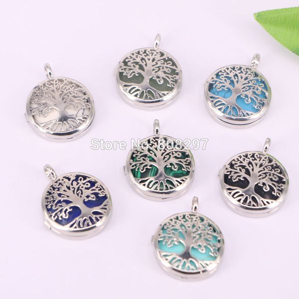

10pcs life tree pattern pendants natural stone lapis lazuli opal etc reiki jewelry for women, Black