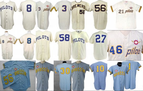 

Clinton Pilots 1969 Home Jersey 100th Anniversary Joe Schultz "Rare 1-Year Style" Seattle Pilots Retro Custom Baseball Jerseys S-XXXL