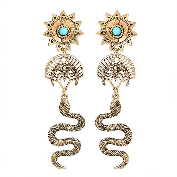 

style original design retro style stud earrings turquoise snake pattern exquisite handmade european fashion jewelry accessories j