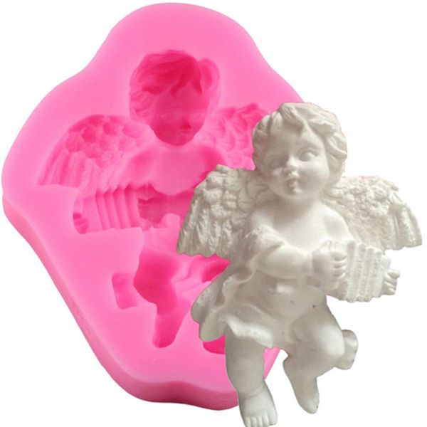 

angel boy with electronic organ shape 3d silicone cake mold soap candle molds baking fondant cake decorating tools yb200204