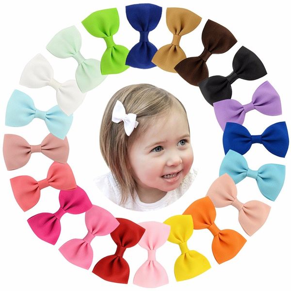 

40colors 40pcs small bowknot hairgrips mini sweet solid ribbow bow safety hair clips kids hairpins 643, Golden;silver