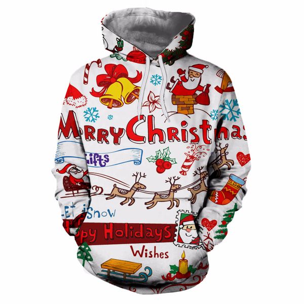

christmas streetwear men 3d print christmas clothing hoodies pullover women/men causal loose hooded sweatshirts femme high quality, Black