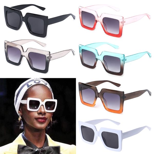

new square sunglasses vintage fashion women men thick frame uv400 brand designer, White;black