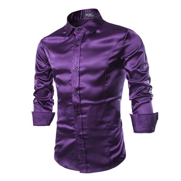 

новый шелковый атлас рубашка мужчины сорочка homme 2017 мода мужская slim fit с длинным рукавом эмуляции шелк кнопка вниз платье рубашки rmq, White;black