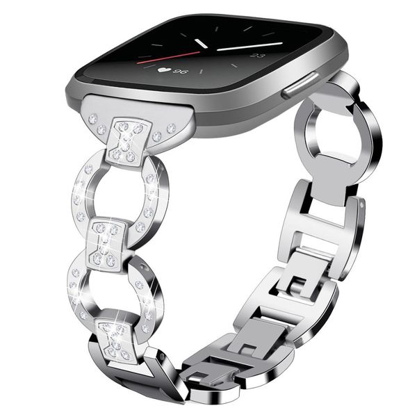

versa watch metal stainless steel 8 word diamond chain strap, Black;brown