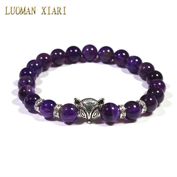 

wholesale rhinestone natural rose crystal amethysts stone bracelets for women charm jewelry stretch energy yoga gift 19mm, Black