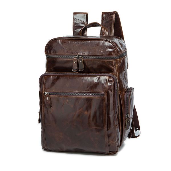 

men's genuine leather backpack cow leather backpack retro solid color large capacity travel bags handmade 2018 new