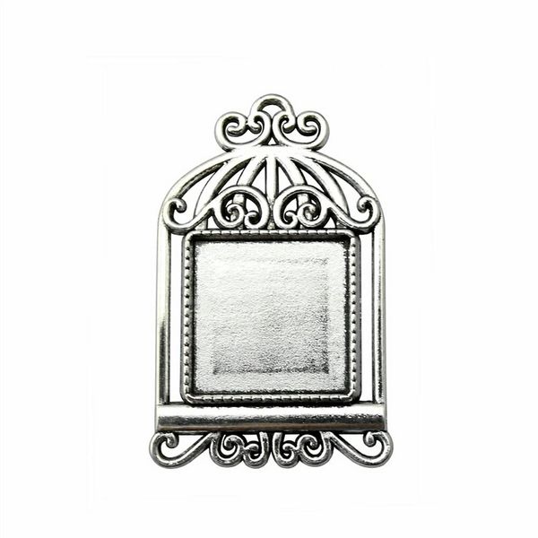 

8 pieces cabochon cameo base tray bezel blank jewelry findings components birdcage inner size 20mm square flatback resin cabochons, Slivery;crystal