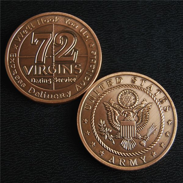 

2pcs/lot,new us army 72 virgins bronze antique challenge coin