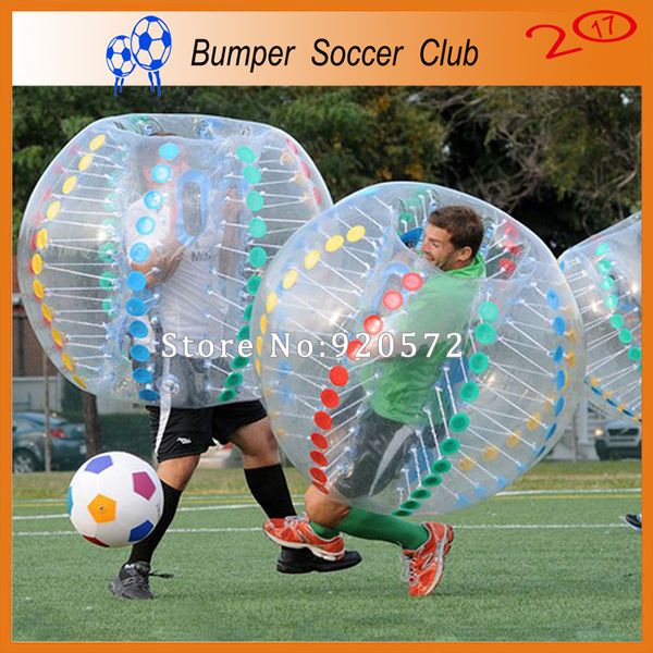 Бесплатная доставка 0,8 мм ПВХ прозрачный надувной бампер мяч футбол пузырь мяч Zorbing мяч лозть футбол для продажи