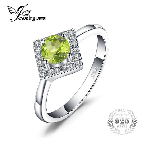 

jewelrypalace simple 0.68 ct round natural peridot engagement rings for women gift charms 925 sterling sier brand fine jewelry, Golden;silver