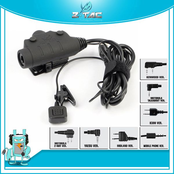 

z-tactical u94 new version ptt waterproof ptt for comtac headset fit baofeng uv-5r uv-6r uv-82 uv-b6 tyt th-uvf9 radio kenwood/icom/ midland