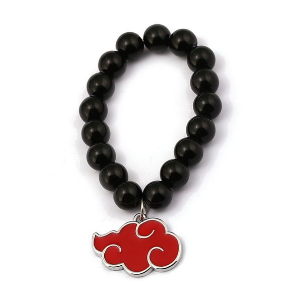 

anime naruto bracelets natural black lava rock stone bead bracelets akatsuki hat rope chain strand bracelet for men gifts hc1251