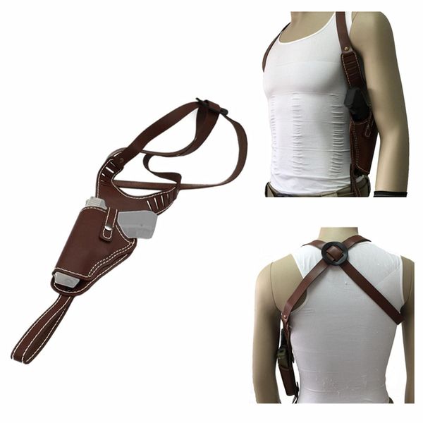

tactical universal pack gun bag vertical shoulder auto cowhide holster adjustable genuine leather hand qq