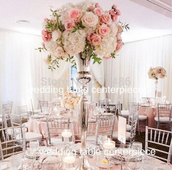 2020 2018 Elegant Tall Sliver Color Polish Vases Wedding Flower