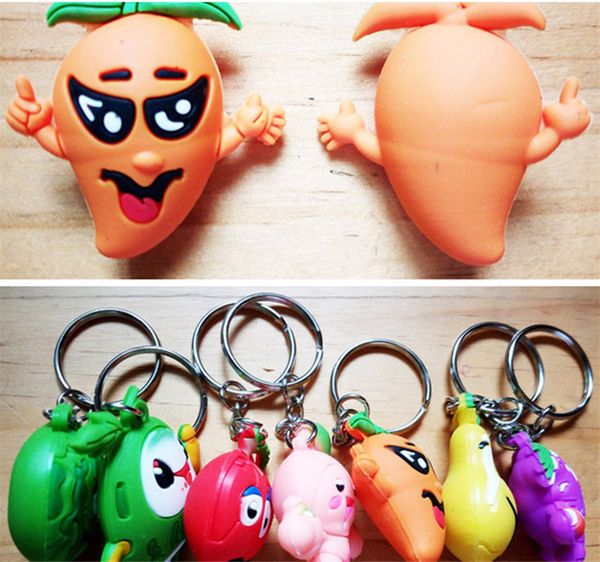 

fruit cartoon children's toys solid gelatin doll cell accessories fruit key ring pvc key chain exquisite gifts 5 color t1i632