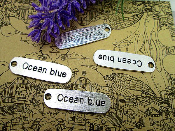 

36pcs-ocean blue charms, antique tibetan silver tone ocean blue charm pendants, ocean charm, 36x12mm, Bronze;silver