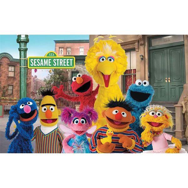 Contesto di compleanno di Elmo World Sesame Street per la fotografia Bambino Bambini Bambini Cartoon Tema Photo Booth Sfondo personalizzato
