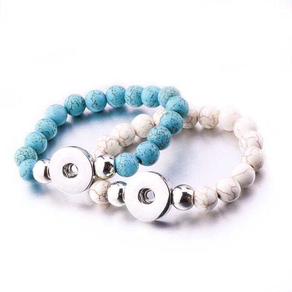 

10mm stone turquoise faux pearl snap button bracelet snaps jewelry 18mm snap bracelet diy ginger snap button jewelry, Golden;silver