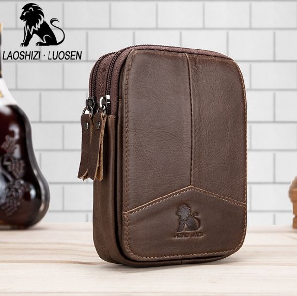 

laoshizi luosen men's genuine leather fanny pack waist bag male hip bum money belt bags man phone waist packs men belt pocket