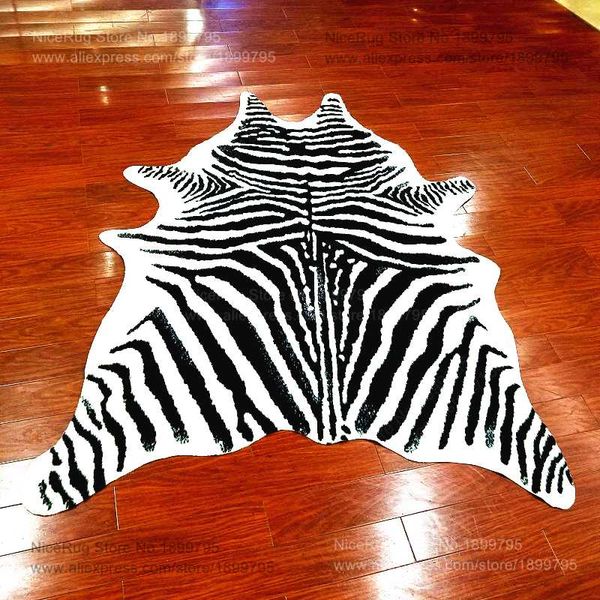 

zebra printed rug animal faux skin cowhide carpet big size 2x1.5m black white mat imitation leather mat for clothing store