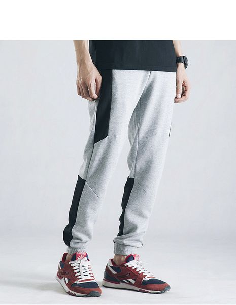 

casual pants spring new men jogger pants colors grey black patched sports pants long pencil trouser